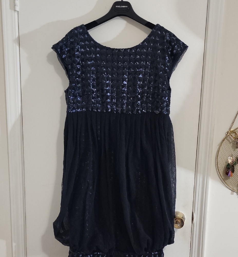 CHANEL Navy Blue Textured Wedding Dress